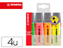 SURLIGNEUR STABILO BOSS TRAC 2/5MM POINTE BISEAUTE ENCRE UNIVERSELLE BASE EAU RSISTANTE LUMIRE POCHETTE 4 UNITS