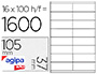 TIQUETTE ADHSIVE APLI AGIPA MULTI-USAGE 105X37MM TOUTE IMPRIMANTE BOTE 1600 UNITS