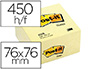 BLOC-NOTES POST-IT CUBE 76X76MM 450F REPOSITIONNABLES COLORIS JAUNE 636-B