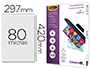 POCHETTE PLASTIFICATION FELLOWES  CHAUD POLYESTER TRANSPARENT RSISTANT EAU FORMAT A3 80 MICRONS BOTE 100 UNITS