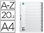 INTERCALAIRE OXFORD POLYPROPYLNE SOUPLE GRIS 20 POSITIONS A4 210X297MM DSIGNATION ALPHABTIQUE ONGLETS BICOLORES