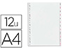 INTERCALAIRE OXFORD POLYPROPYLNE SOUPLE GRIS 12 POSITIONS A4 210X297MM DSIGNATION MENSUEL ONGLETS BICOLORES