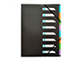 TRIEUR ELBA MEMPHIS POLYPROPYLNE A4+ 8 COMPARTIMENTS 3 RABATS LASTIQUE INDEXATION FICHE AMOVIBLE COLORIS NOIR