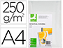 COUVERTURE Q-CONNECT CARTON 250G GRAIN CUIR POUR RELIURE FORMAT A4 COLORIS BLANC BRILLANT PAQUET 100 UNITS