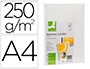 COUVERTURE Q-CONNECT CARTON 250G GRAIN CUIR POUR RELIURE FORMAT A4 COLORIS BLANC PAQUET 100 UNITS