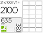 TIQUETTE ADHSIVE Q-CONNECT 63.5X38.1MM COINS ARRONDIS IMPRIMANTE JET D'ENCRE LASER COPIEUR 100 FEUILLES 2100 UNITS