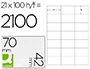 TIQUETTE ADHSIVE Q-CONNECT 70X42MM COINS DROITS IMPRIMANTE JET D'ENCRE LASER COPIEUR BOTE 100 FEUILLES 2100 UNITS