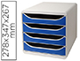 MODULE CLASSEMENT EXACOMPTA BIG BOX 4 TIROIRS OUVERTS MONOBLOC ULTRA RIGIDE 347X278X267MM COLORIS GRIS/BLEU