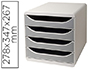 MODULE CLASSEMENT EXACOMPTA BIG BOX 4 TIROIRS OUVERTS MONOBLOC ULTRA RIGIDE 347X278X267MM COLORIS GRIS/GRANIT