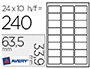 TIQUETTE ADHSIVE AVERY SPCIALE TIMBRE 63.5X 33.9MM POCHETTE 240 UNITS
