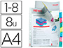 POCHETTE INTERCALAIRE ESSELTE POLYPROPYLNE TRANSPARENT A4 8 TOUCHES ONGLETS BANDE PERFORE 11 TROUS COPYSAFE