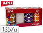 GOMMETTE GANTE APLI AGIPA GOMTRIQUE 4 COLORIS ASSORTIS VIOLET MARRON ROSE ORANGE PACK 4 ROULEAUX 5428 UNITS