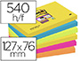 BLOC-NOTES POST-IT SUPER STICKY COULEUR CARNIVAL 127X76MM   90F REPOSITIONNABLE  ROSE O   RANGE JAUNE LOT 6 UNITS