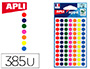 PASTILLE ADHSIVE APLI AGIPA DIAMTRE 8 MM COLORIS ASSORTIS POCHETTE 385 UNITS