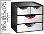 MODULE RANGEMENT CEP POLYSTYRNE 4 TIROIRS OUVERTURE DEMI-LUNE BUTE ARRT PATINS ANTIDRAPANTS 18.6X18.5X17.5CM