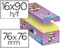 BLOC-NOTES POST-IT SUPER STICKY 76X76MM REPOSITIONNABLES ADHSIF RENFORC 90F/BLOC COLORIS JAUNE 16 BLOCS+2 OFFERTS