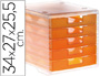 MODULE CLASSEMENT Q-CONNECT 5 TIROIRS OUVERTS BASE 340X270X260MM BUTE SCURIT COLORIS ORANGE TRANSLUCIDE