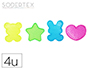 PLAQUE AQUA PERLES SODERTEX FANTAISIE COEUR 6,5CM ETOILE  6CM LAPIN 6,5CM OURS 6CM      COLORIS ASSORTIS PACK 4 UNITES