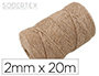 CORDON SODERTEX JUTE 2MM LONGUEUR 20M COLORIS MARRON