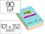 BLOC-NOTE REPOSITIONNABLE POST-IT SUPER STICKY 101X152MM COSMIC LIGNE 90F COLORIS ASSORTIS PACK 3 UNITES