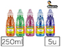 PEINTURE  L'EAU PAILLETE CLOPTRE COLORIS ORANGE VERT MAGENTA BLEU ET VIOLET 250ML LOT DE 5 FLACONS