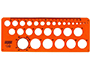 NORMOGRAPHE MINERVA CERCLES IMPAIRS/PAIRS STANDARD N.18 POCHOIR DIAMTRE 1MM  30MM EN PLASTIQUE COLORIS ORANGE