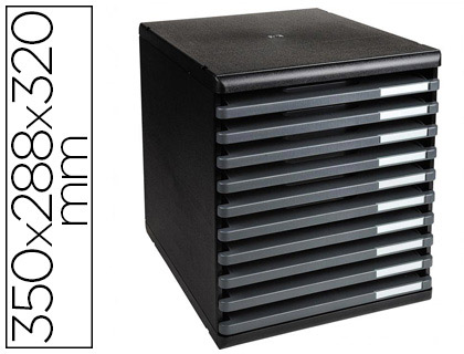 MODULE EXACOMPTA ECOBLACK 10 TIROIRS OUVERTS A4 350X288X320MM BUTE SCURIT COLORIS NOIR/GRIS
