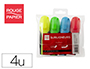 SURLIGNEUR ROUGE PAPIER FLUO TRAC 2/5MM QUALIT PREMIUM POINTE BISEAUTE COLORIS ASSORTIS POCHETTE 4 UNITS