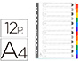 INTERCALAIRE EXACOMPTA CARTE BLANCHE 160G 12 POSITIONS A4 ONGLETS COULEUR RENFORCS
