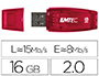 CL USB EMTEC 2.0 C410 16GO VITESSE LECTURE 15MB/S CRITURE 5MB/S AVEC CAPUCHON COLORIS TRANSPARENT ROUGE