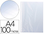 POCHETTE Q-CONNECT POLYPROPYLNE LISSE 10/100E PERFORE CRISTAL 11                        TROUS A4 210X297MM SACHET 10U