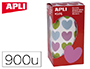 GOMMETTE APLI KIDS MOTIF COEUR 20X18MM MULTICOLORE ROULEAU 30 FEUILLES BOTE 900 UNITS
