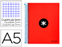 CAHIER SPIRALE LIDERPAPEL ANTARTIK A5 240P 90G COUVERTURE REMBORDE QUADRILLAGE 5MM 6 TROUS COIL-LOCK COLORIS ROUGE