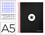 CAHIER SPIRALE LIDERPAPEL ANTARTIK A5 240P 90G COUVERTURE REMBORDE QUADRILLAGE 5MM 6 TROUS COIL-LOCK COLORIS NOIR