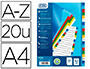 INTERCALAIRE ELBA POLYPROPYLNE 12/100E ALPHABTIQUE 20 TOUCHES A4 PAGE GARDE PERSONNALISABLE COLORIS ASSORTIS
