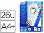 INTERCALAIRE ELBA MYLAR CARTON RSISTANT 160G ALPHABTIQUE 26 TOUCHES A4+ PAGE DE GARDE INSCRIPTIBLE COLORIS ASSORTIS