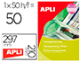 FILM TRANSPARENT APLI A4 POUR IMPRIMANTE LASER JET D'ENCRE BOTE 50 FEUILLES