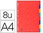 INTERCALAIRE EXACOMPTA CARTE LUSTRE RSISTANTE 225G 8 TOUCHES A4 COLORIS ASSORTIS