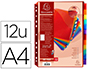 INTERCALAIRE EXACOMPTA POLYPROPYLNE 20/100E 12 TOUCHES A4+ PERSONNALISABLE AVEC POCHETTES TIQUETTES COLORIS ASSORTIS