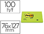 BLOC-NOTES POST-IT 655 76X127MM 100F                 REPOSITIONNABLES COLORIS VERT FLUO