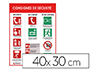 PANNEAU CONSIGNES DE SECURITE PVC SOUPLE INCENDIE ACCIDENT  EVACUATION 40X30CM BLANC      ROUGE