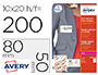 BADGE ADHESIF AVERY SOIE D'ACETATE SANS PVC PREDECOUPE IMPRESSION LASER 80X50MM      COLORIS BLANC POCHETTE 200
