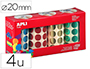GOMMETTES APLI FORME RONDE DIAM. 20MM COLORIS METALLISES JAUNE BLEU ROUGE ET VERT PACK DE 4 ROULEAUX 5640U