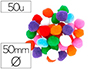 POMPONS FONTORPIN POLYPROPYLENE GRANDE TAILLE   50MM MIX COULEURS ASSORTIES   50 UNITES