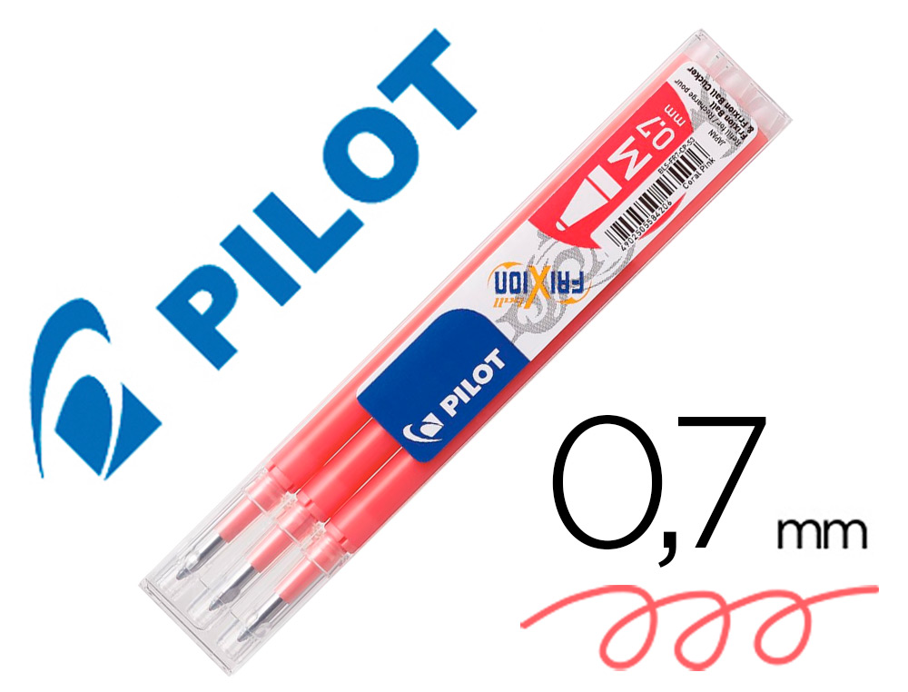 RECHARGE PILOT FRIXION BALL POINTE MOYENNE COLORIS ROSE   CORAIL SET 3 UNITES