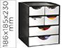 MODULE CEP TAKE A BREAK 6 TIROIRS 2 GRANDS 4 PETITS POLYSTYRENE 18,6X18,5X23CM POIGNEES DEMI-LUNE BUTEE ARRET NOIR/BLANC