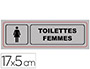 PLAQUE SIGNALISATION VISO ALUMIMIUN AUTO-ADHESIVE TOILETTES FEMMES 17X5CM