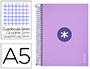 CAHIER SPIRALE ANTARTIK A5 14,8X21CM 240P 90G/M2         QUADRILLAGE 5MM 6 TROUS       COIL-LOCK COLORIS LAVANDE