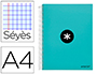 CAHIER SPIRALE ANTARTIK A4 100G COUVERTURE REMBORDEE     SEYES SANS BANDES 4 TROUS 120FCOLORIS MENTHE