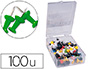 PUNAISE Q-CONNECT PINGLE MMO COLORIS VERT BOTE 100 UNITS